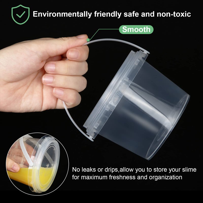 ZOEYES 50 PCS 10 oz Slime Containers with Lids and Handles  Plastic 300ml Storage Bucket Containers  Clear Slime Storage Case for Slime DIY Art Craft  Pigment  Small Tools  Part Material - Image 4